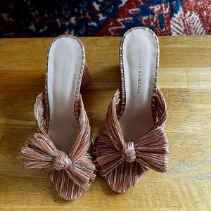 Loefler Randall Penny Dune Pleated Bow Heel Sz 8.5